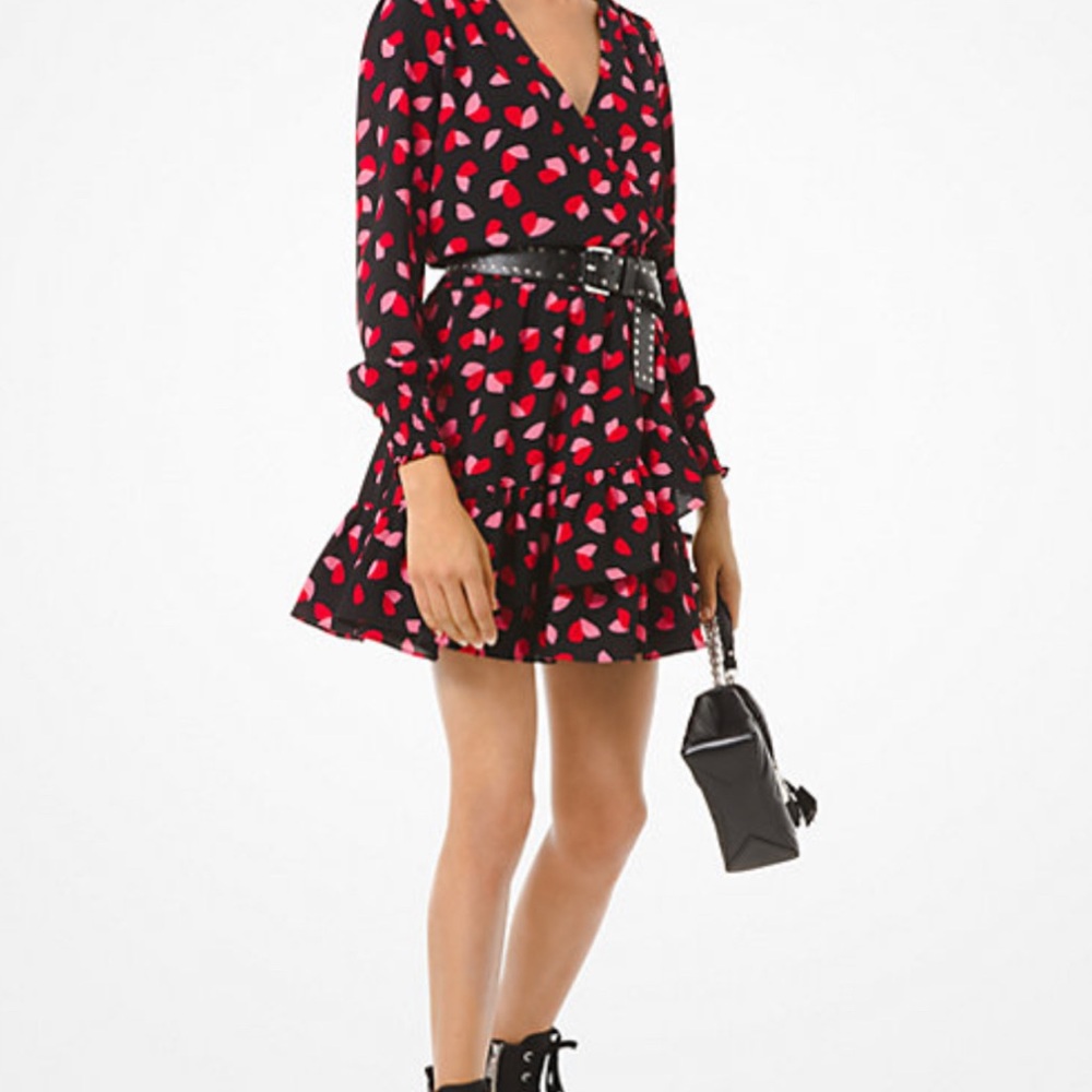 Michael Kors Black Dress with Red and Pink Hearts